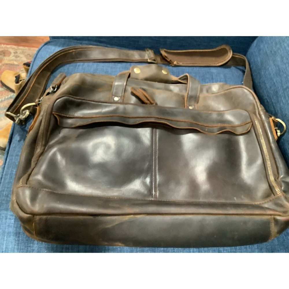 Vintage Genuine Leather Briefcase Men's Laptop Messenger Bag